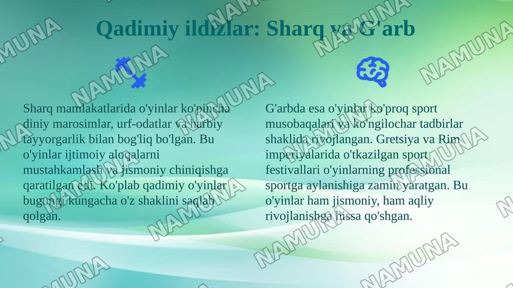 Milliy va harakatli o’yinlarning kelib chiqishi va rivojlanish tarixi. — 4-slayd