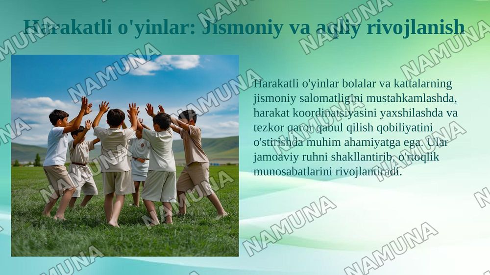 Milliy va harakatli o’yinlarning kelib chiqishi va rivojlanish tarixi. — 6-slayd