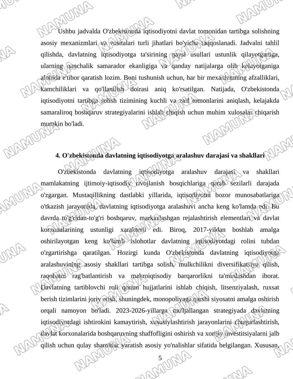 O'zbekistonda iqtisodiyotni davlat tomonidan boshqarish va tartibga solish tizimi — 5-varaq