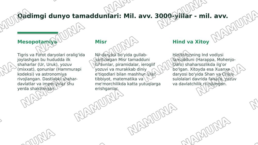Insoniyat tamadduni tarixi — 3-slayd