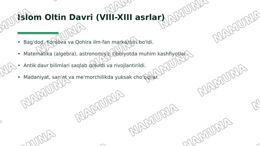 Insoniyat tamadduni tarixi — 6-slayd