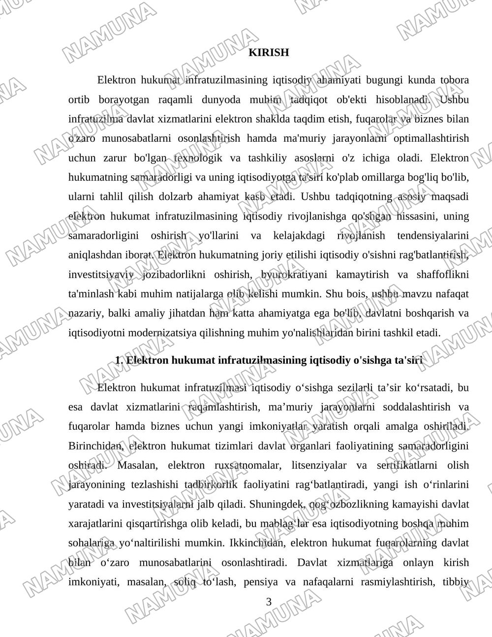 Elektron xukumat infratuzulmasi iqtisodiyoti — 3-varaq
