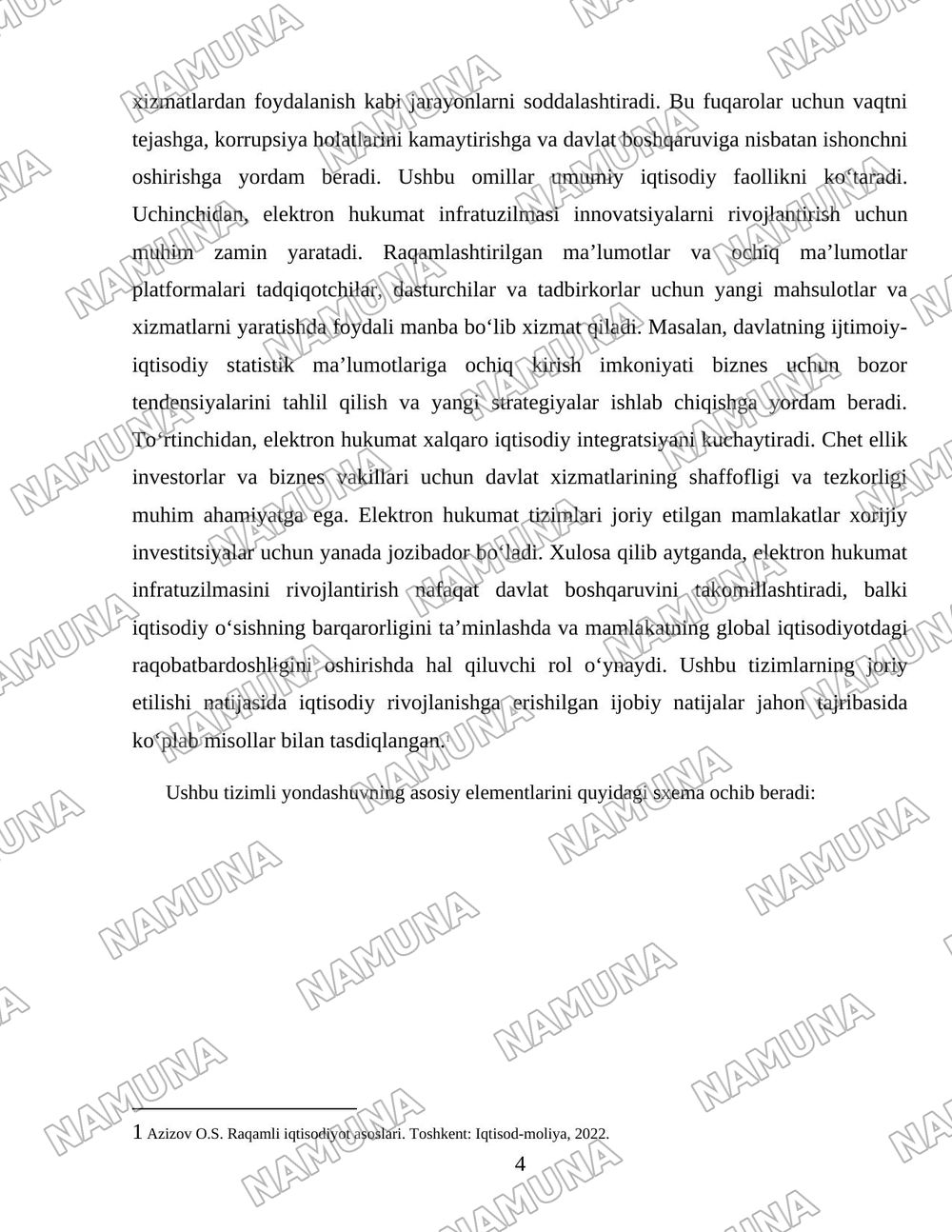 Elektron xukumat infratuzulmasi iqtisodiyoti — 4-varaq