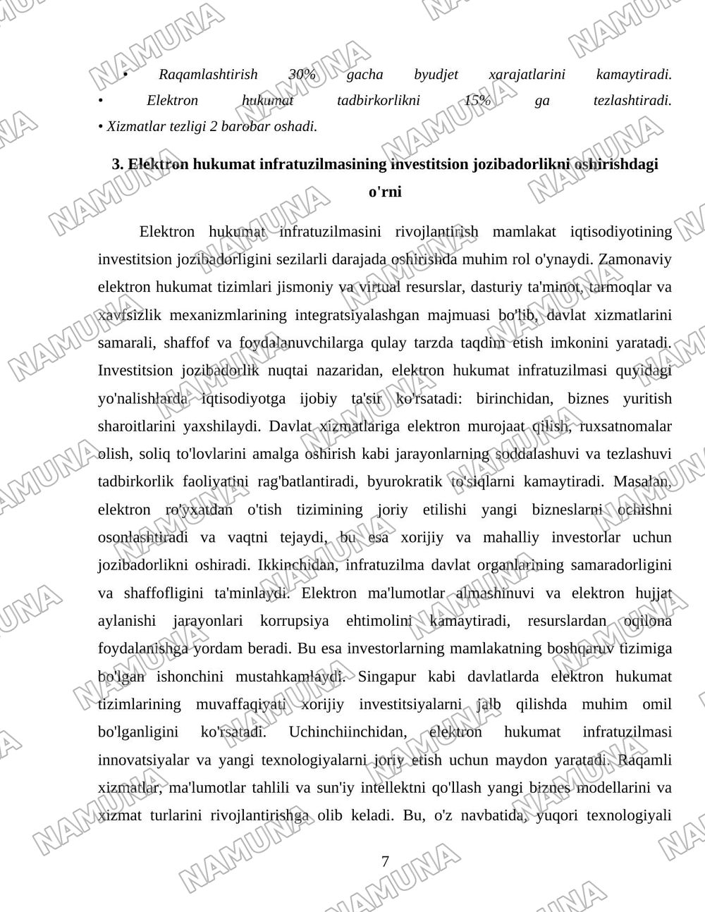 Elektron xukumat infratuzulmasi iqtisodiyoti — 7-varaq