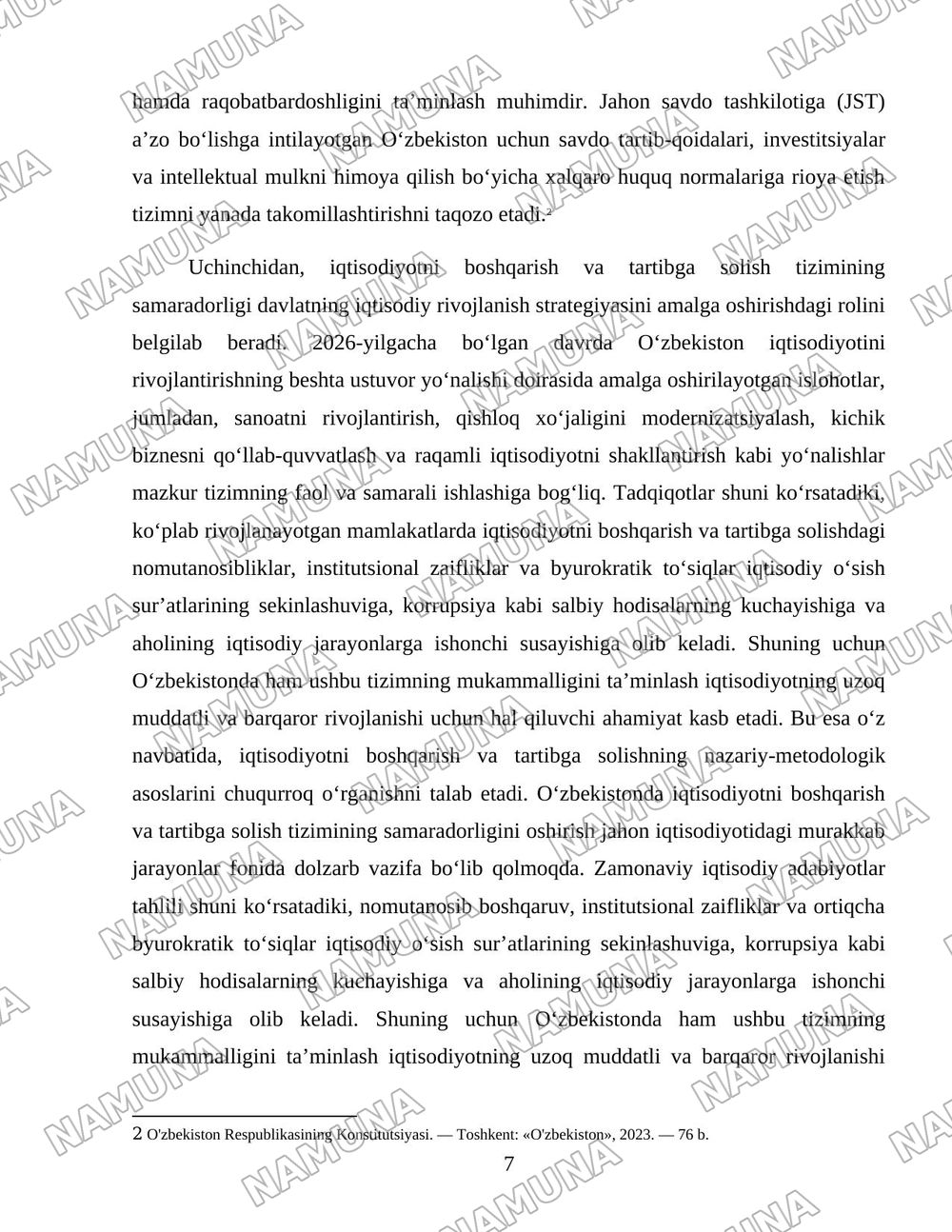 Oʻzbekistonda iqtisodiyotni boshqarish va tartibga solish tizimining shakllanishi — 7-varaq