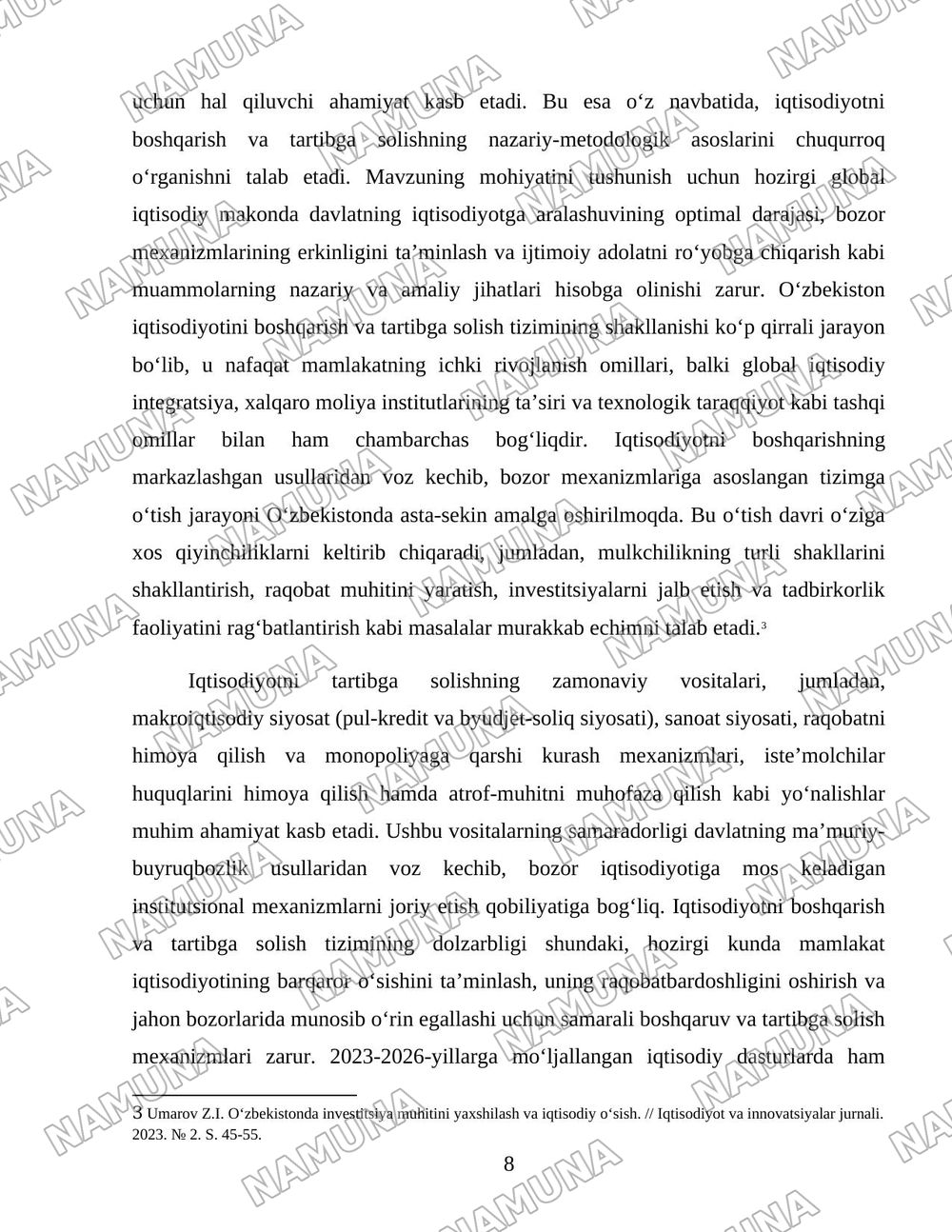 Oʻzbekistonda iqtisodiyotni boshqarish va tartibga solish tizimining shakllanishi — 8-varaq