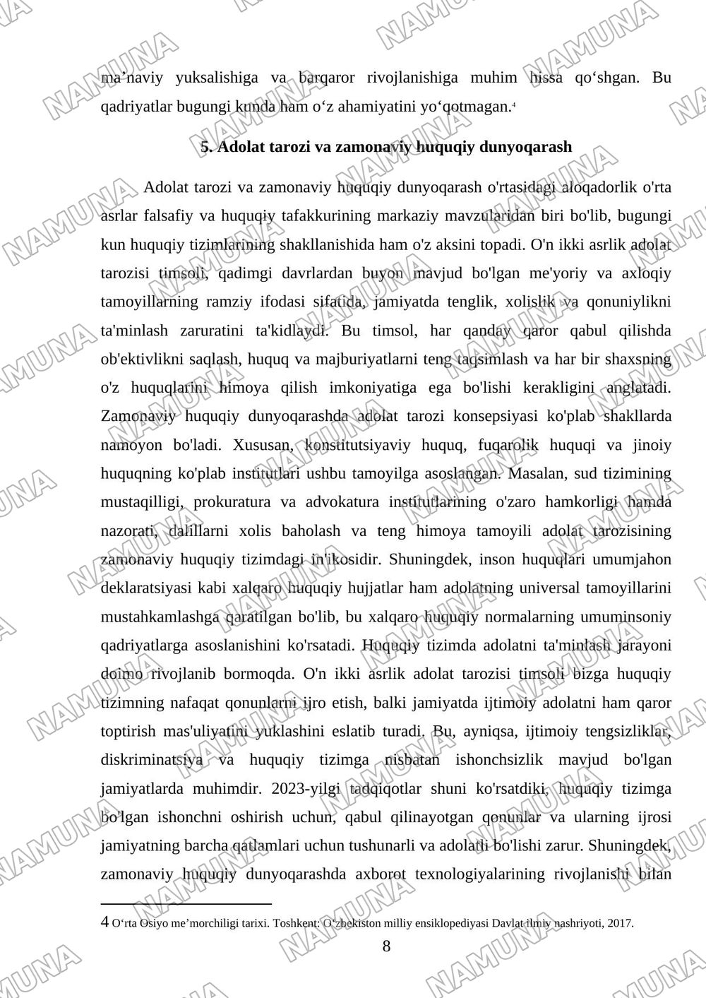 Oʻn ikki asrlik adolat tarozusi haqida ma’lumot — 8-varaq
