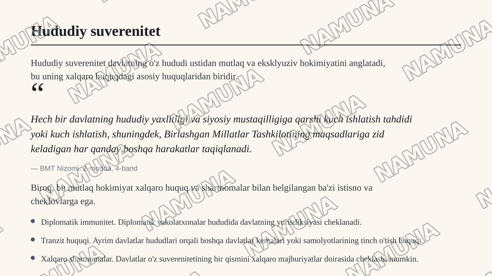 Xalqaro huquqda hudud tushunchasi — 6-slayd