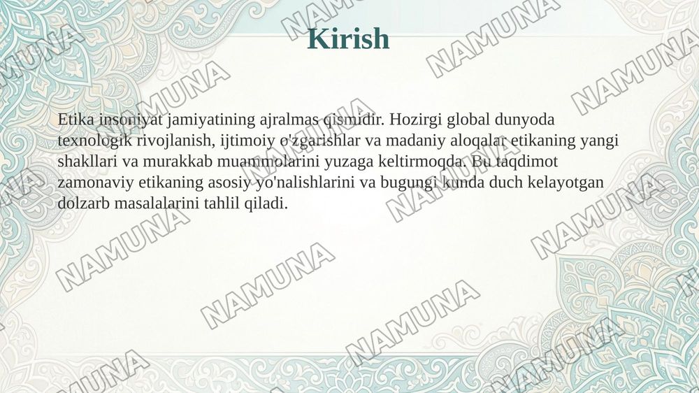 Etikaning zamonaviy yo’nalishlari va muammolari. — 3-slayd