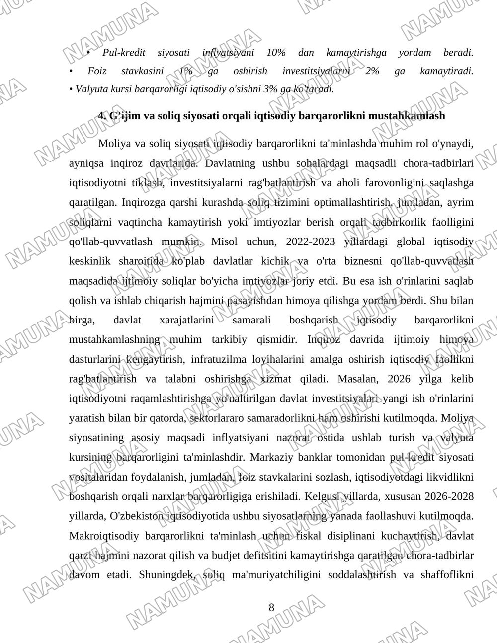 Inqirozga qarshi davlat siyosati va iqtisodiy barqarorlik — 8-varaq