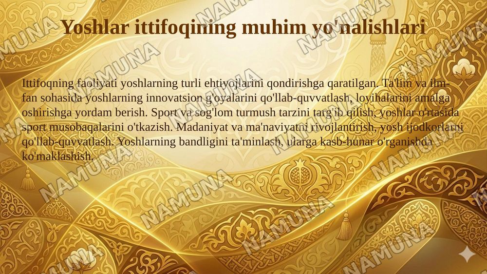 Yoshlar ittifoqining vazifalari va uning oʻrni — 6-slayd