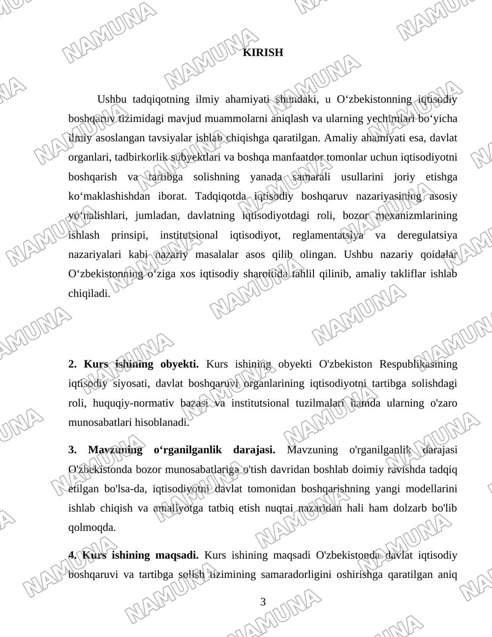 O‘zbekistonda iqtisodiyotni davlat tomonidan boshqarish va tartibga solish tizimini yanada takomillashtirish yo‘llari — 3-varaq