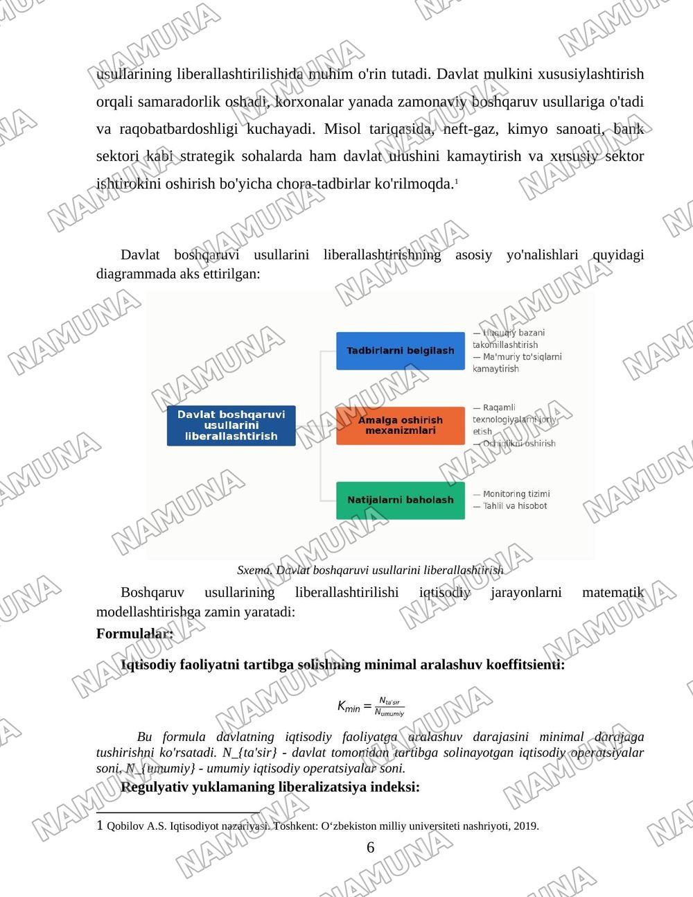 O‘zbekistonda iqtisodiyotni davlat tomonidan boshqarish va tartibga solish tizimini yanada takomillashtirish yo‘llari — 6-varaq