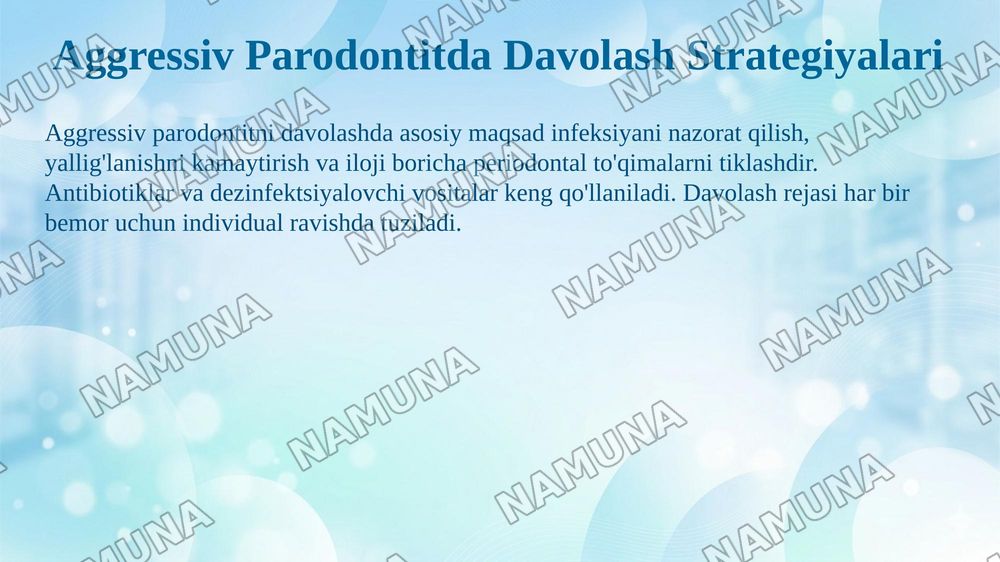 4. P aro d o n t k asallik larin in g ag ressiv shakllari. K lin ik asi, qiyosiy tash x isi, d av o lash , pro filak tik a. Id io p a tik k asallik lar - P ap iy o n - L efev ra, X en d -K risch — 8-slayd