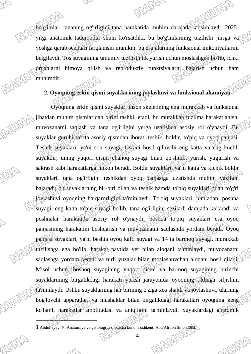 Chanoq kamari va oyoqning erkin qismi suyaklari — 4-varaq