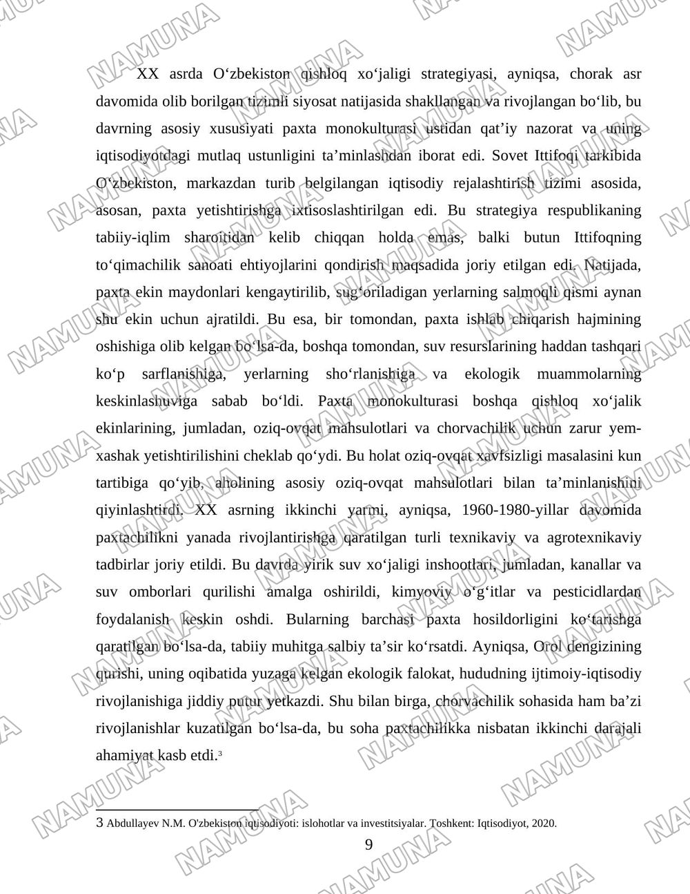 O'zbekiston qishloq xo'jaligi soxasidagi islohotlar va tarkibiy o'zgarishlarning yanada chuqurlashtirish yo'nalishlari. — 9-varaq