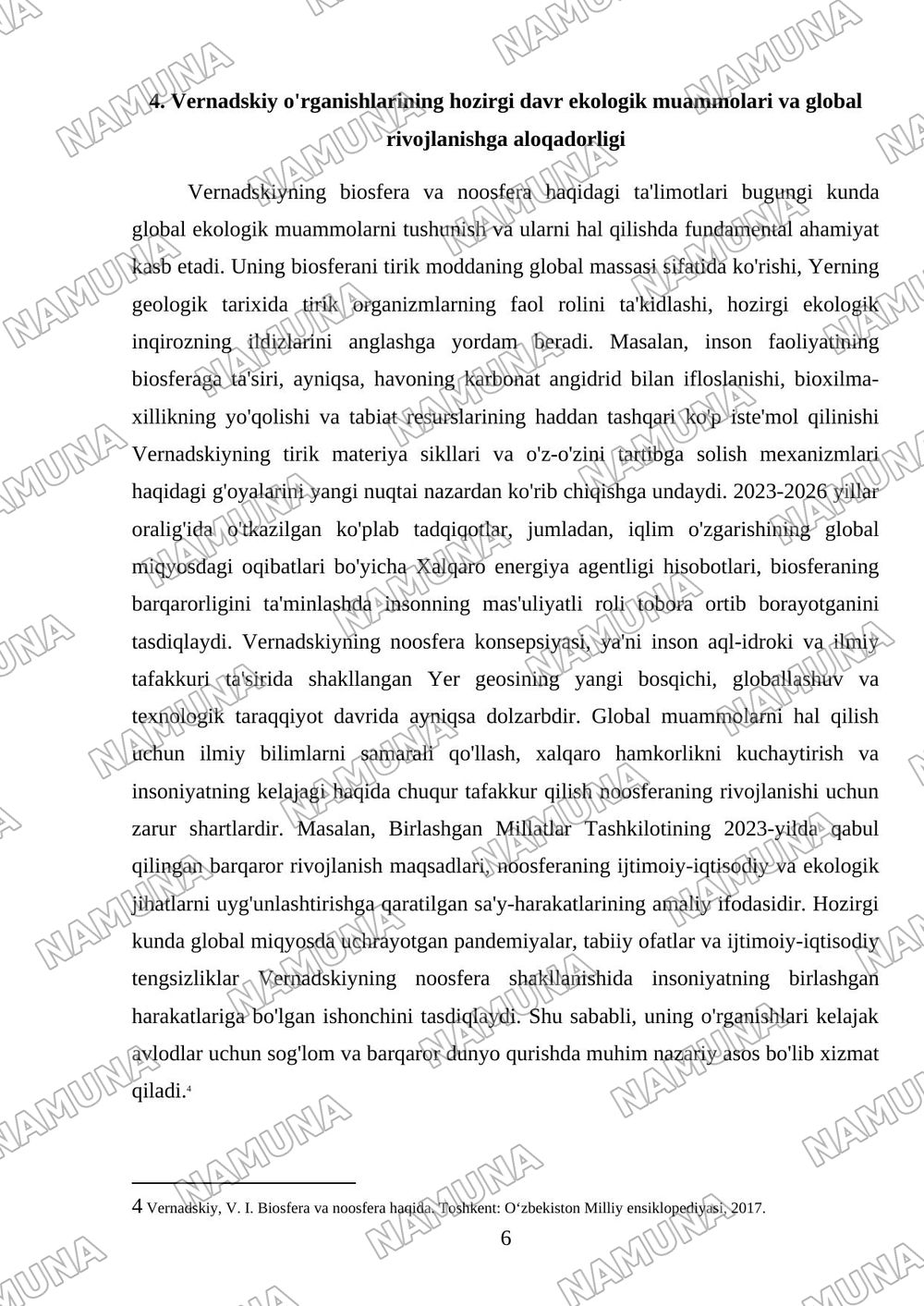 Biosfera va noosfera haqidsagi V.I.Vernandskiyning o'rganishlari — 6-varaq