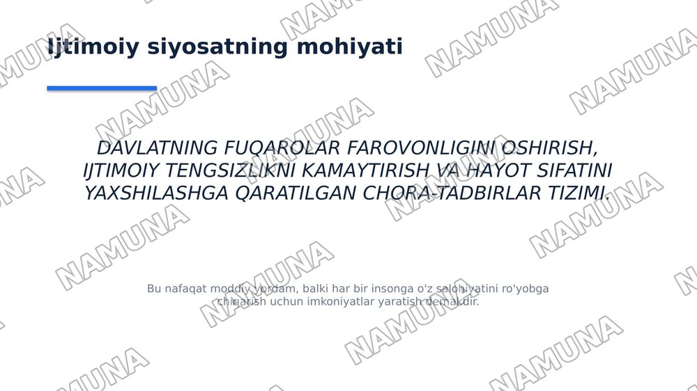Davlatning ijtimoiy siyosatining maqsadi, tarkibi va vositalari — 3-slayd