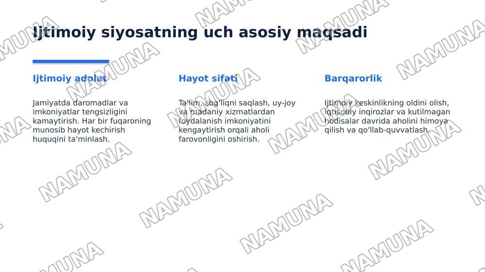 Davlatning ijtimoiy siyosatining maqsadi, tarkibi va vositalari — 5-slayd