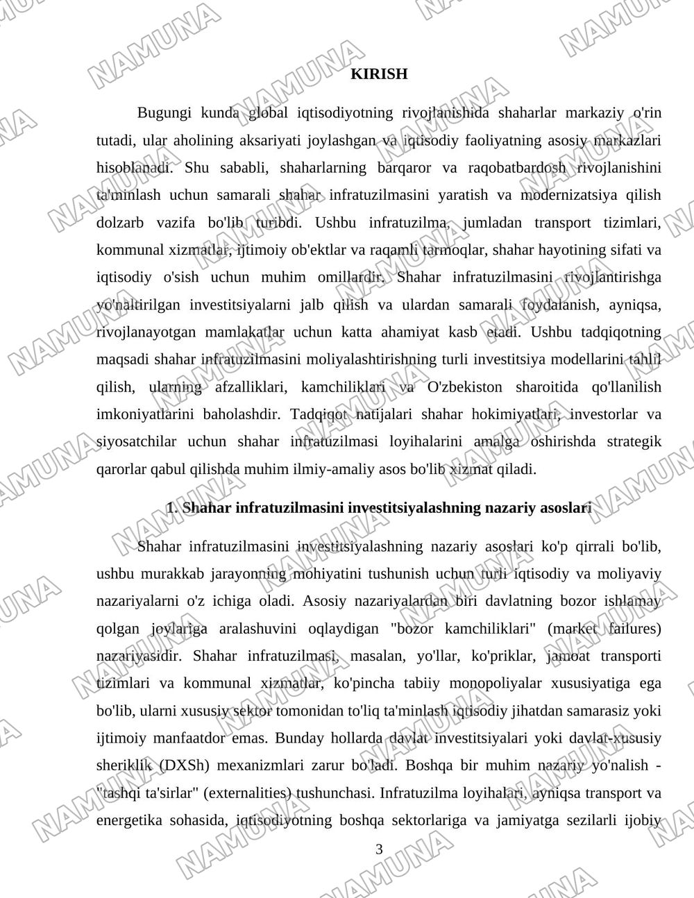 Shahar infratuzilmasi investitsiya modellari — 3-varaq