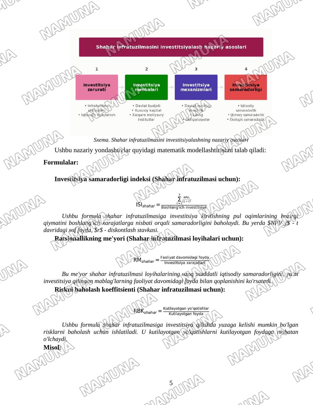 Shahar infratuzilmasi investitsiya modellari — 5-varaq