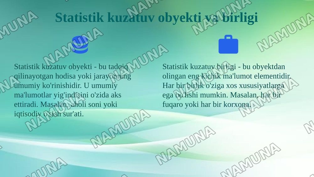 Matematik statistikaning asosiy tushunchalari — 4-slayd