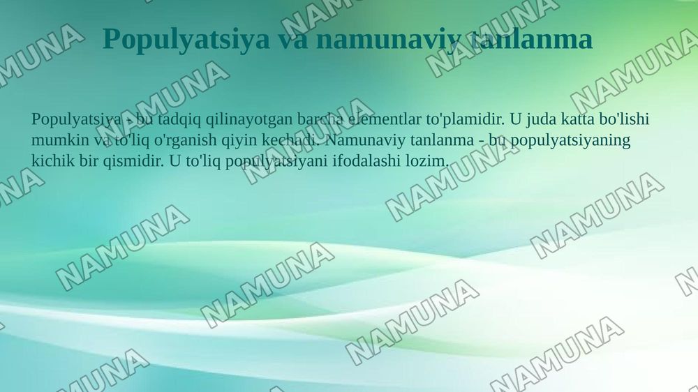 Matematik statistikaning asosiy tushunchalari — 6-slayd