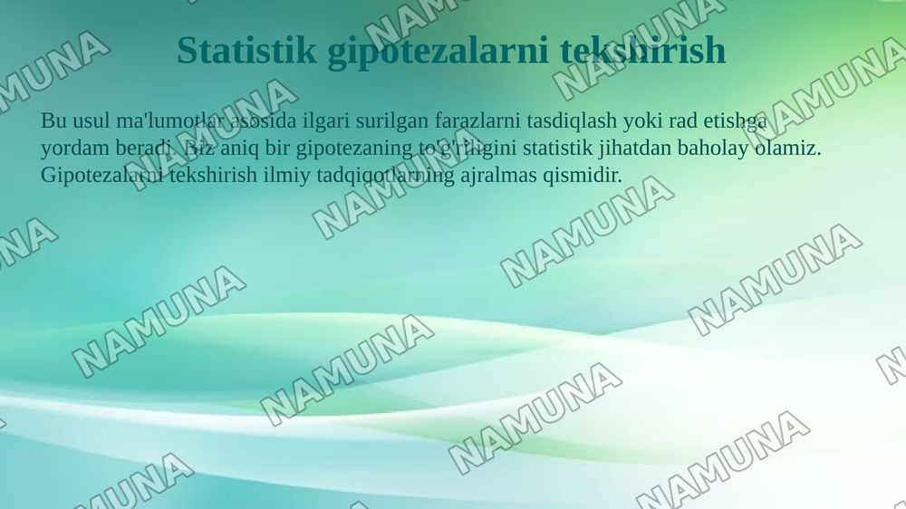 Matematik statistikaning asosiy tushunchalari — 8-slayd