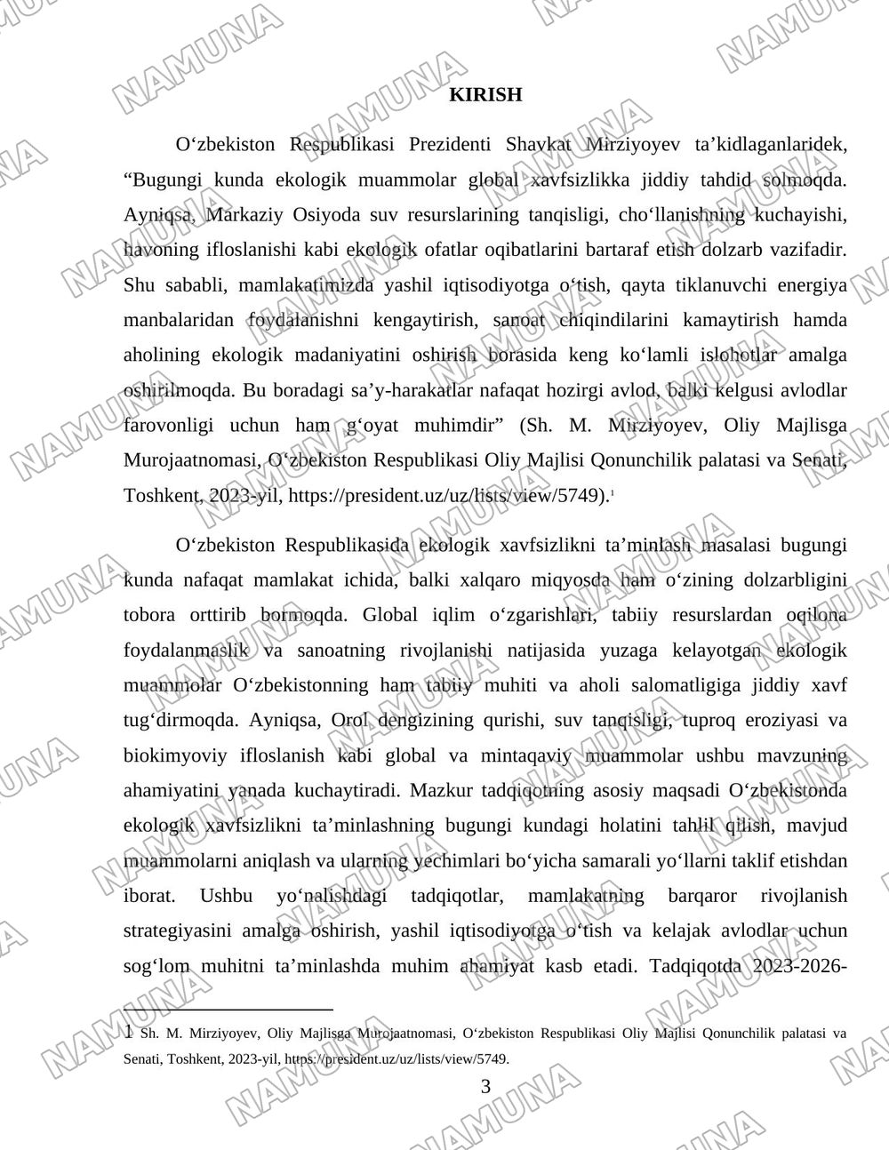 Oʻzbekiston Respublikasida ekologik xavfsizlikni taʼminlash yoʻllari — 3-varaq