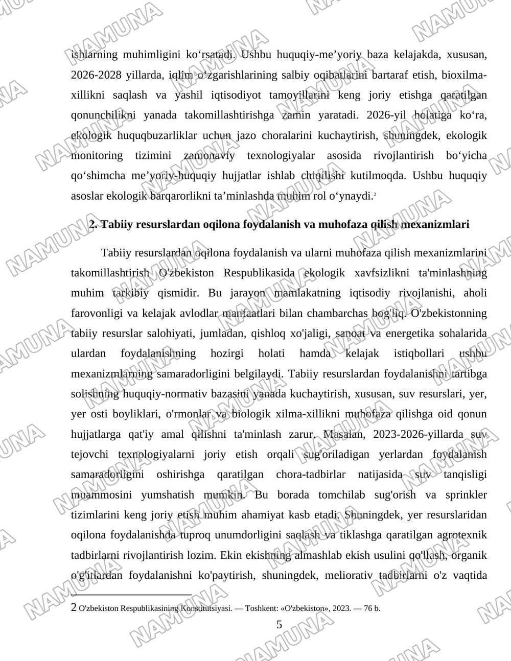 Oʻzbekiston Respublikasida ekologik xavfsizlikni taʼminlash yoʻllari — 5-varaq