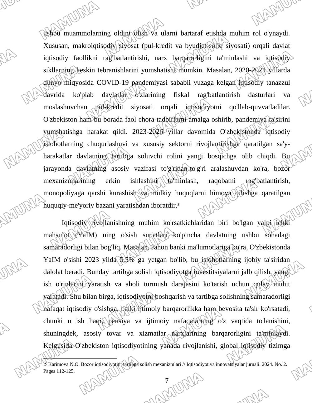 Oʻzbekistonda iqtisodiyotni boshqarish va tartibga solish tizimining shakllanishi — 7-varaq