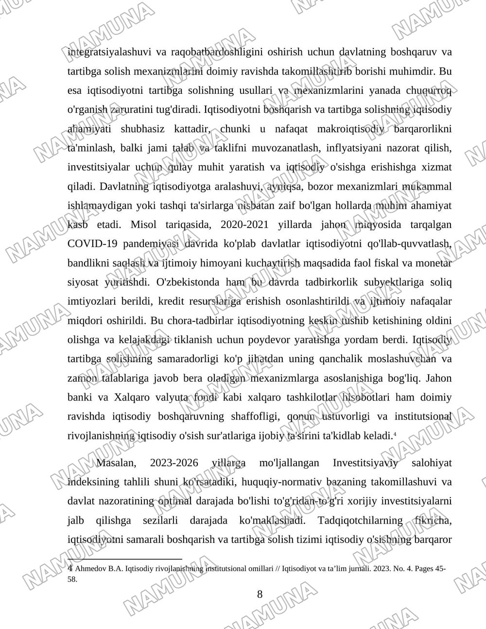 Oʻzbekistonda iqtisodiyotni boshqarish va tartibga solish tizimining shakllanishi — 8-varaq