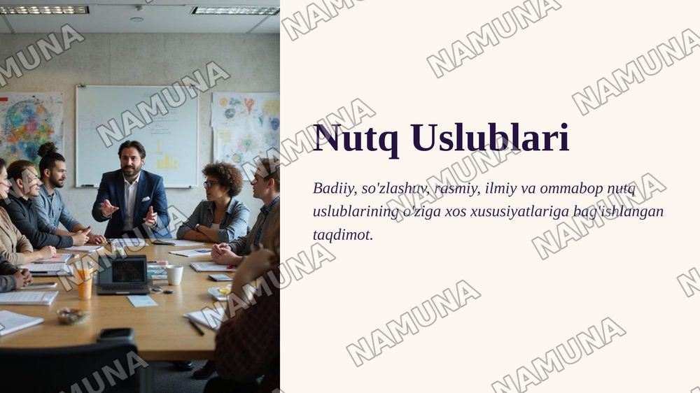 Badiiy soʻzlashuv rasmiy ilmiy ommabop nutq uslublarini tavsiflash — 1-slayd