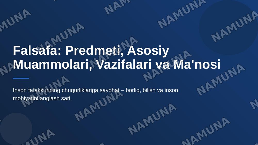 falsafaning asosiy muammolar, falsafaning vazifalari falsafaning predmenti falsafaning manosi — 1-slayd