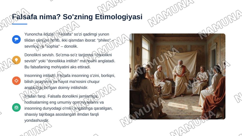falsafaning asosiy muammolar, falsafaning vazifalari falsafaning predmenti falsafaning manosi — 3-slayd
