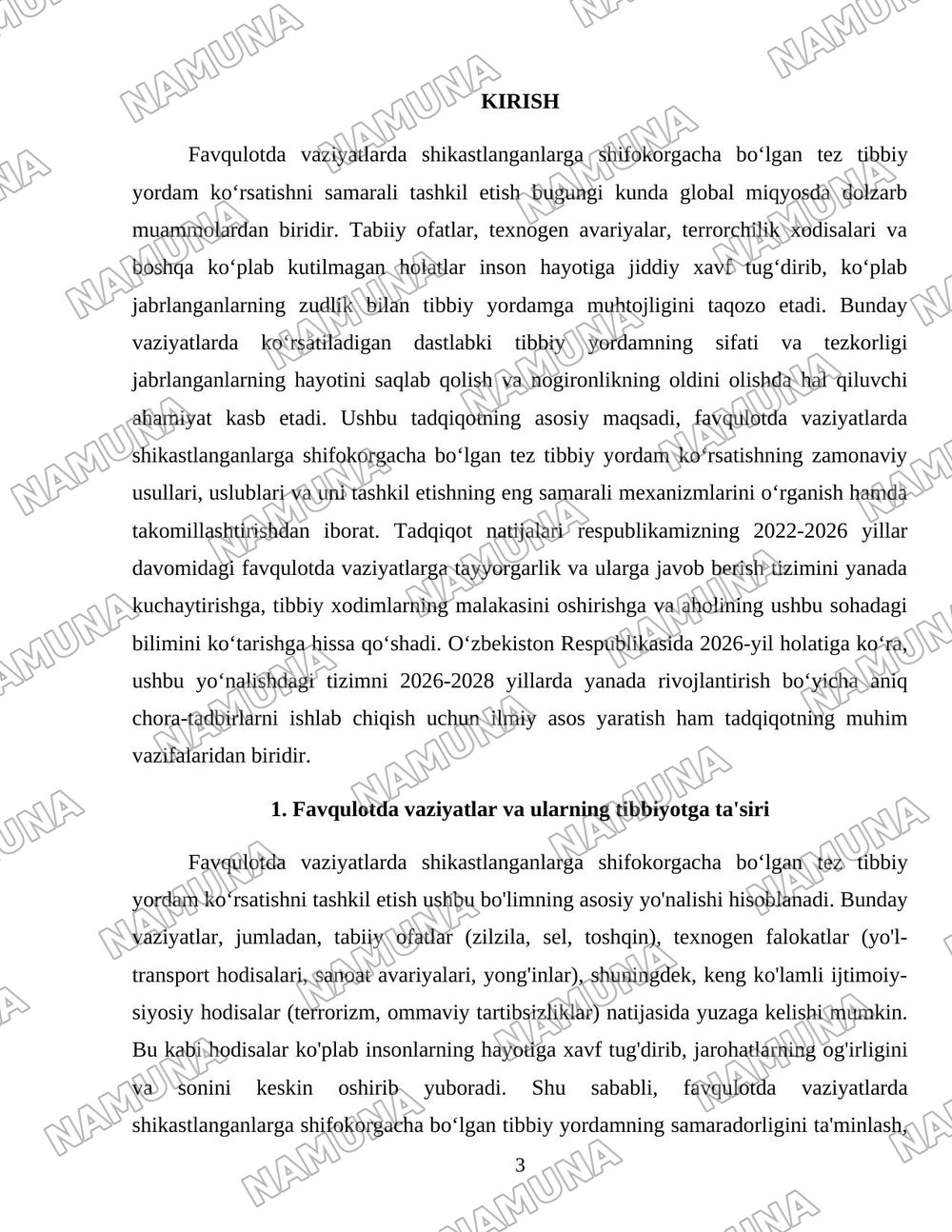 Favqulotda vaziyatlarda shikastlanganlarga shifokorgacha boʻlgan tez tibbiy yordam koʻrsatishni tashkil etish — 3-varaq