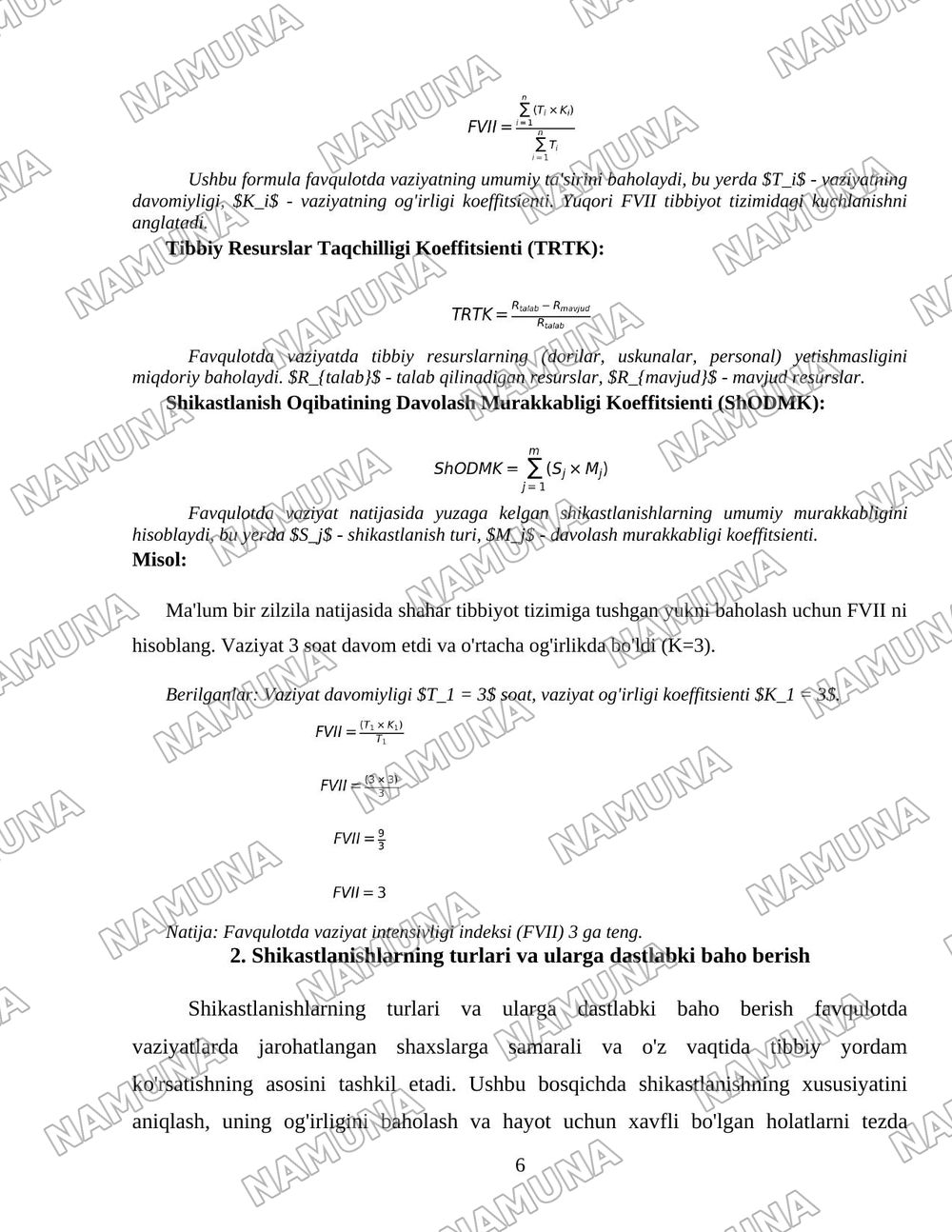 Favqulotda vaziyatlarda shikastlanganlarga shifokorgacha boʻlgan tez tibbiy yordam koʻrsatishni tashkil etish — 6-varaq