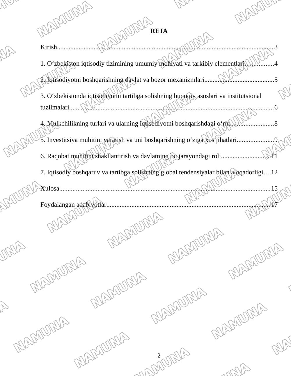 O‘zbekistonda iqtisodiyotni boshqarish va tartibga solish tizimining shakllanishi — 2-varaq