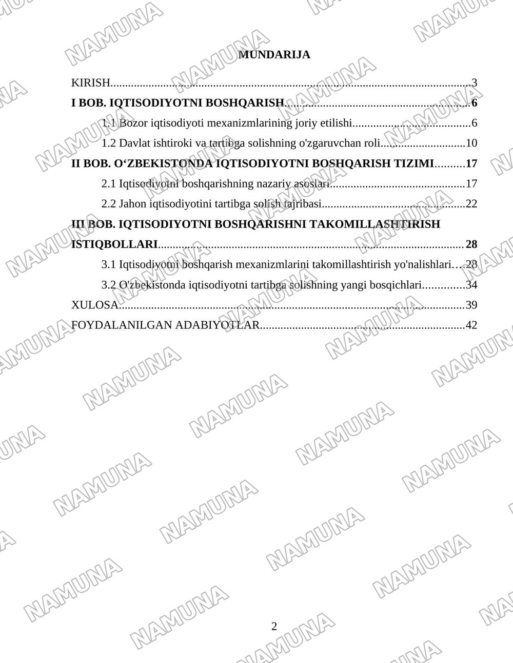 O‘zbekistonda iqtisodiyotni boshqarish va tartibga solish tizimining shakllanishi — 2-varaq