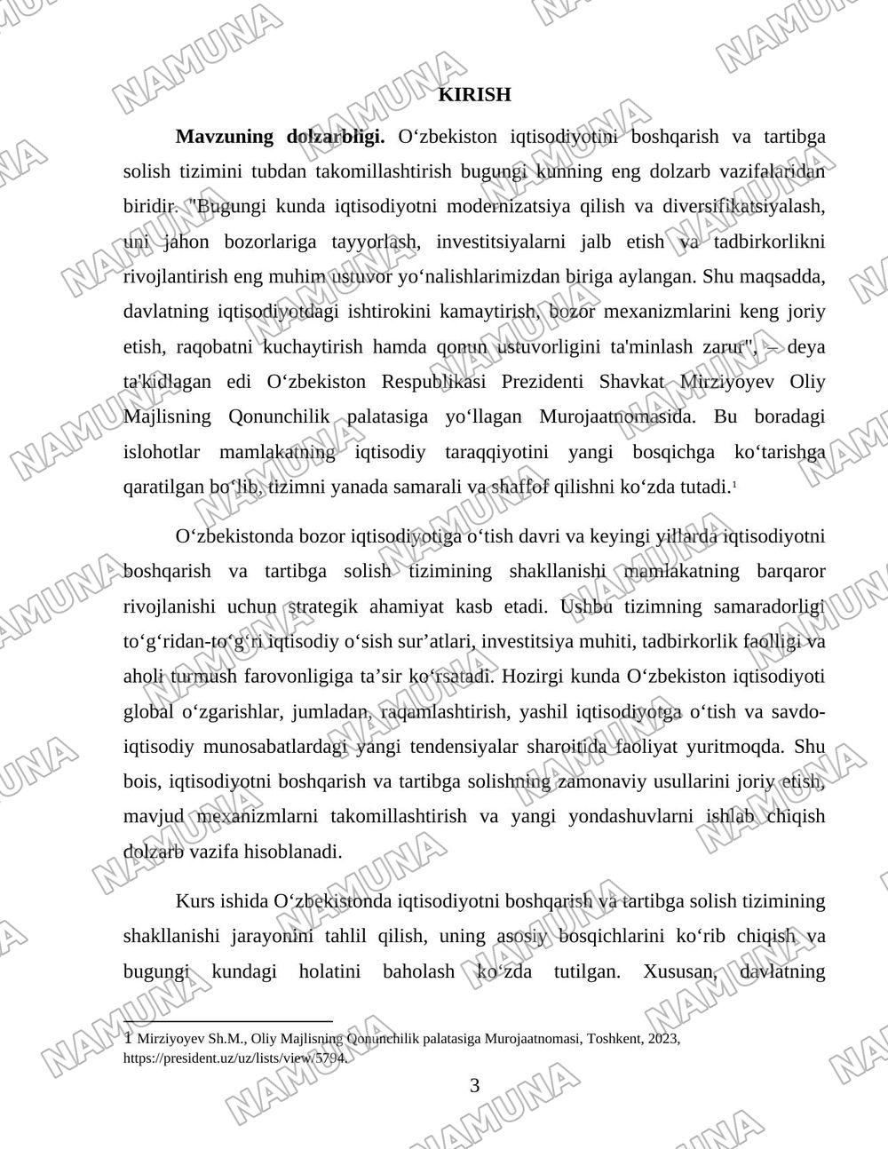 O‘zbekistonda iqtisodiyotni boshqarish va tartibga solish tizimining shakllanishi — 3-varaq