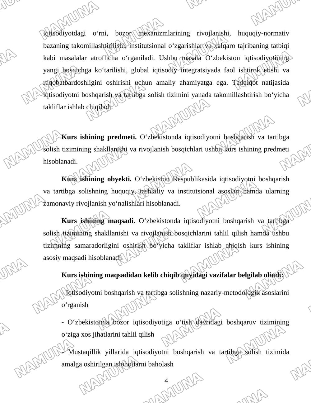 O‘zbekistonda iqtisodiyotni boshqarish va tartibga solish tizimining shakllanishi — 4-varaq