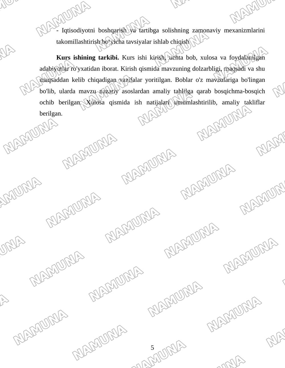 O‘zbekistonda iqtisodiyotni boshqarish va tartibga solish tizimining shakllanishi — 5-varaq