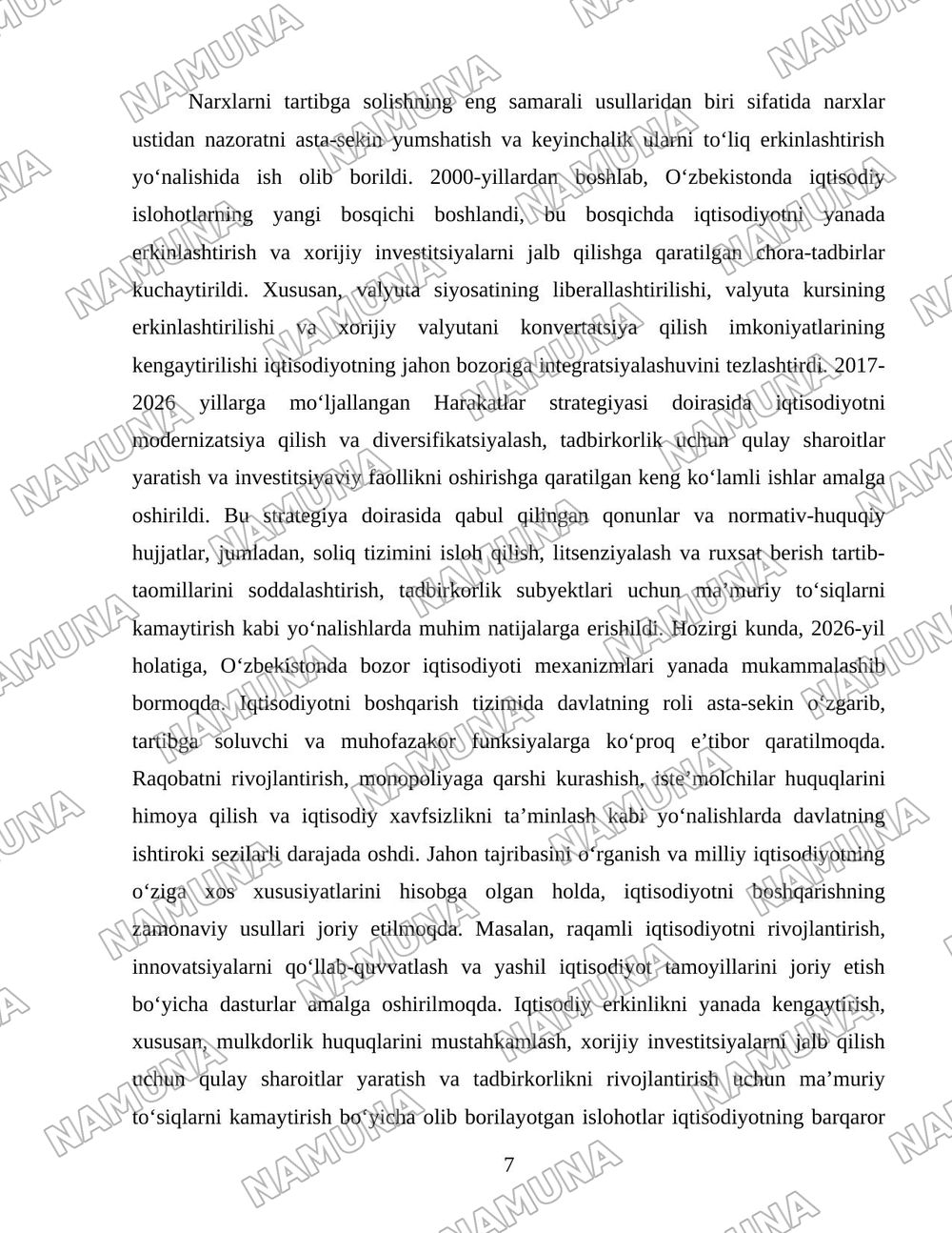 O‘zbekistonda iqtisodiyotni boshqarish va tartibga solish tizimining shakllanishi — 7-varaq
