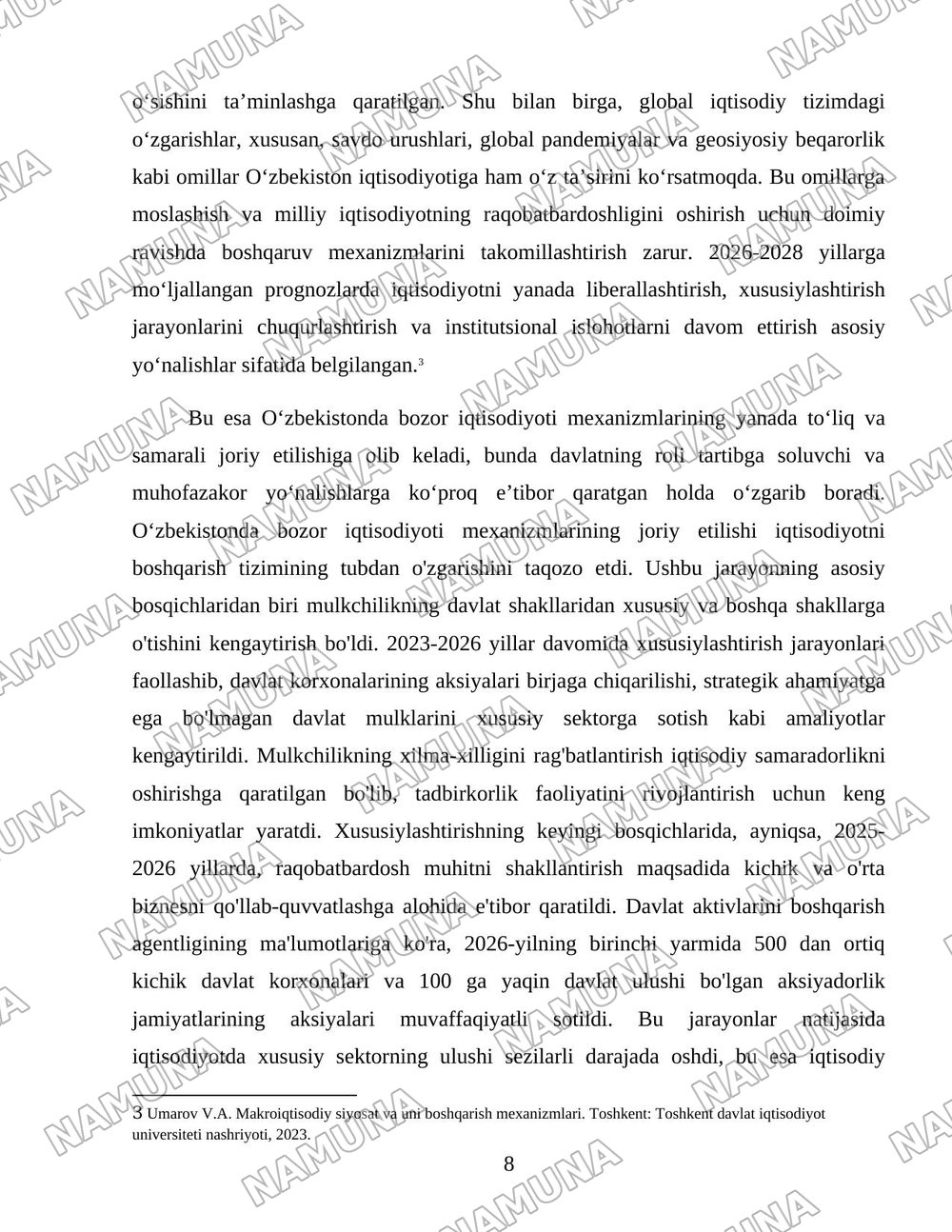 O‘zbekistonda iqtisodiyotni boshqarish va tartibga solish tizimining shakllanishi — 8-varaq