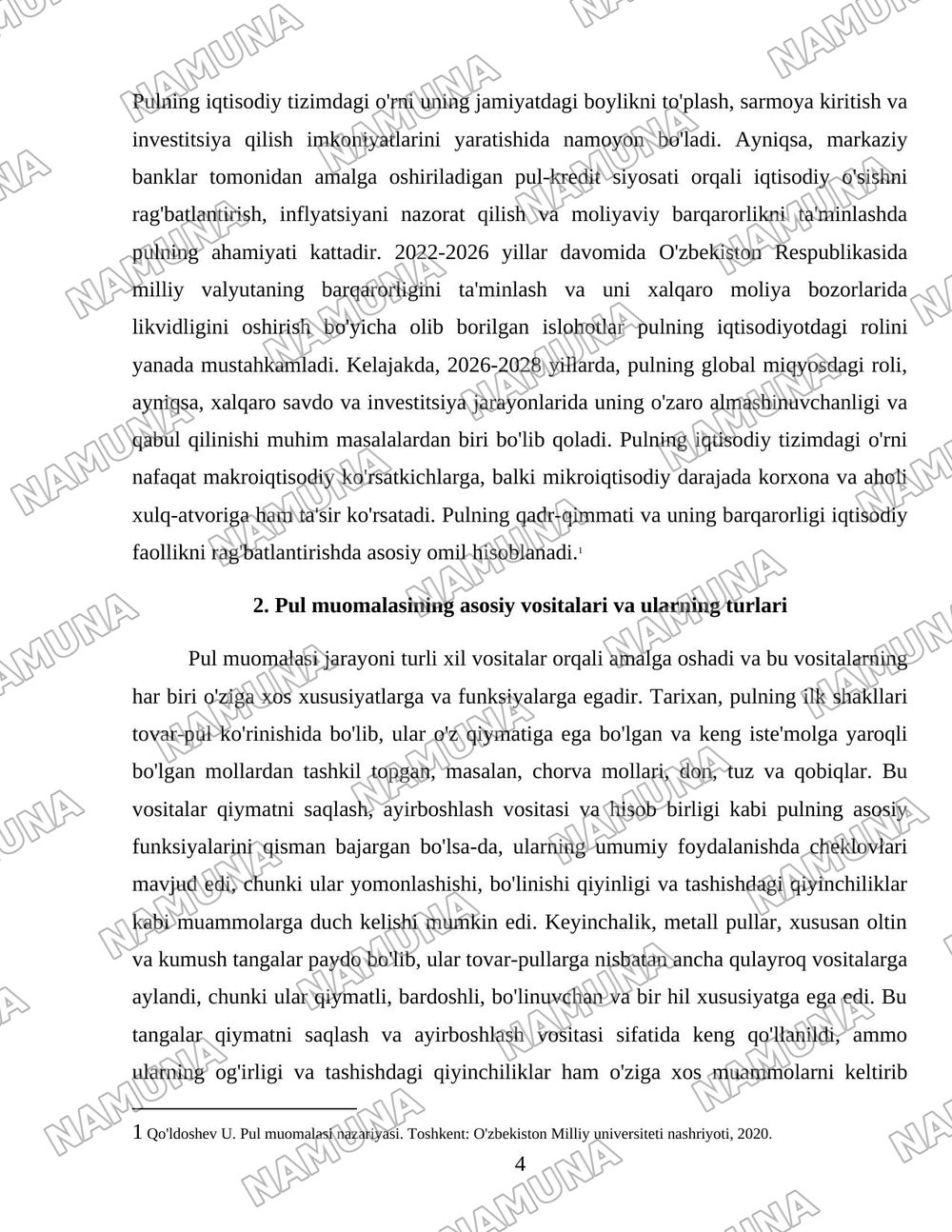 Pul muomalasi va uning funksiyalari — 4-varaq