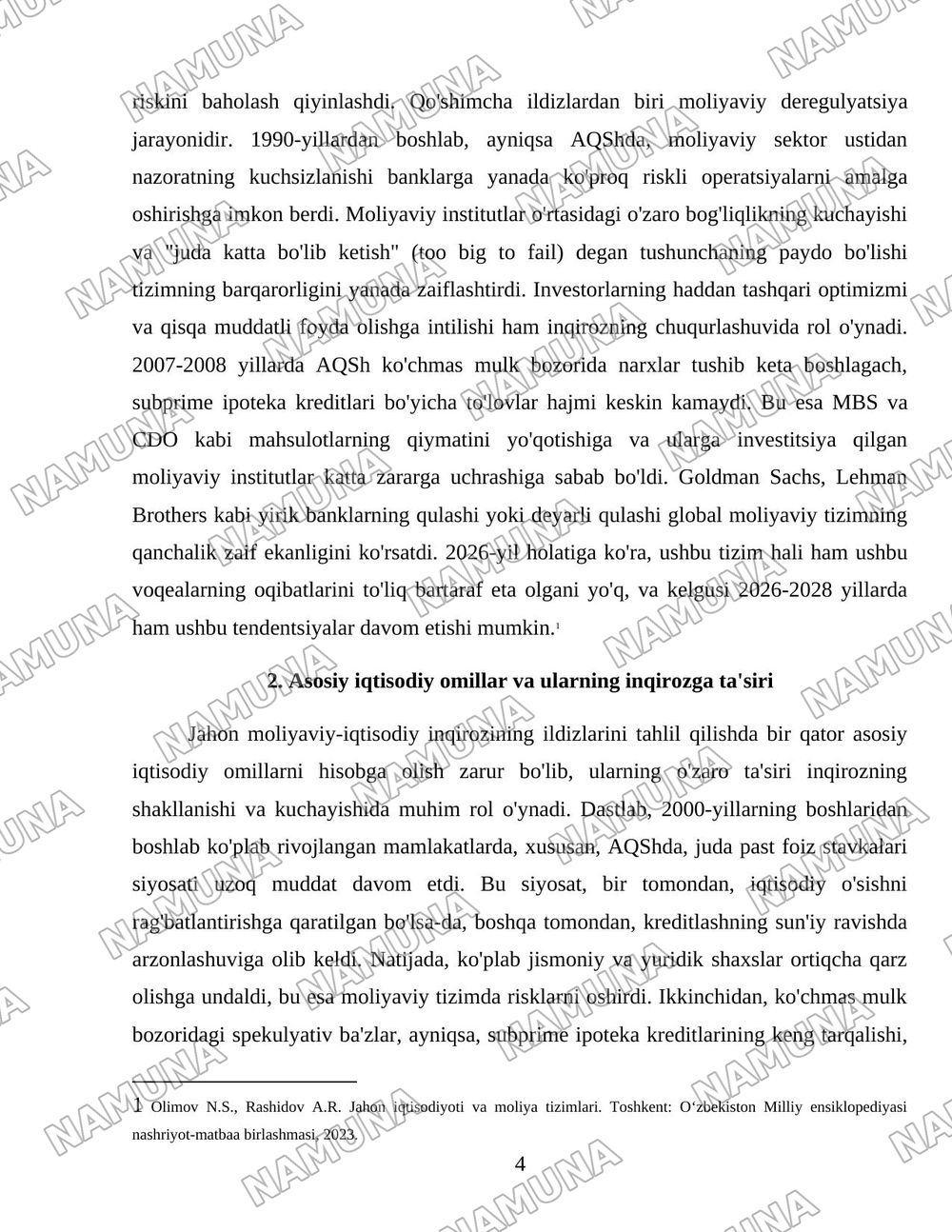 Жаҳон молиявий-иқтисодий инқирози: сабаблари ва оқибатлари. — 4-varaq