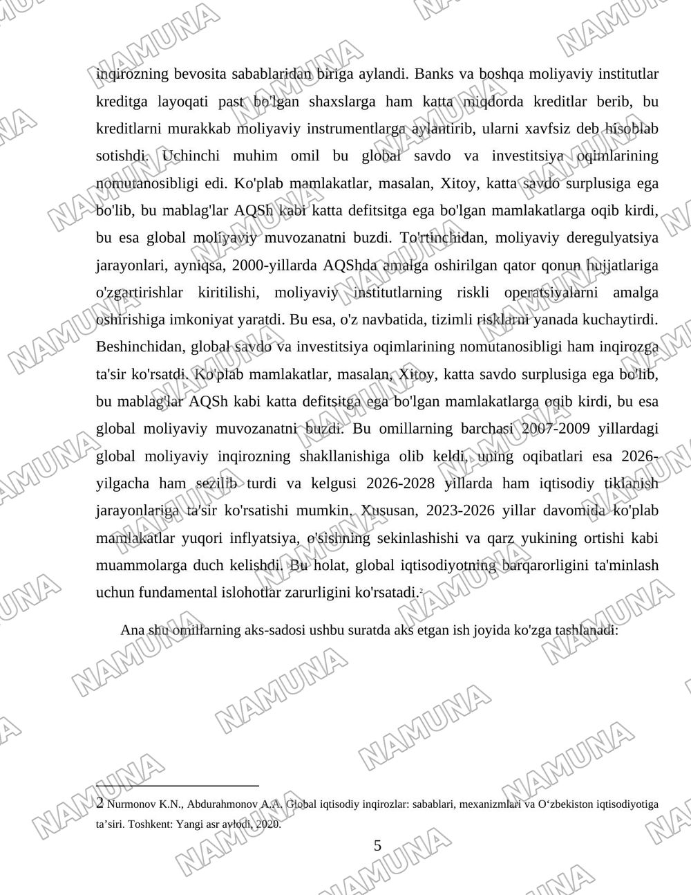 Жаҳон молиявий-иқтисодий инқирози: сабаблари ва оқибатлари. — 5-varaq