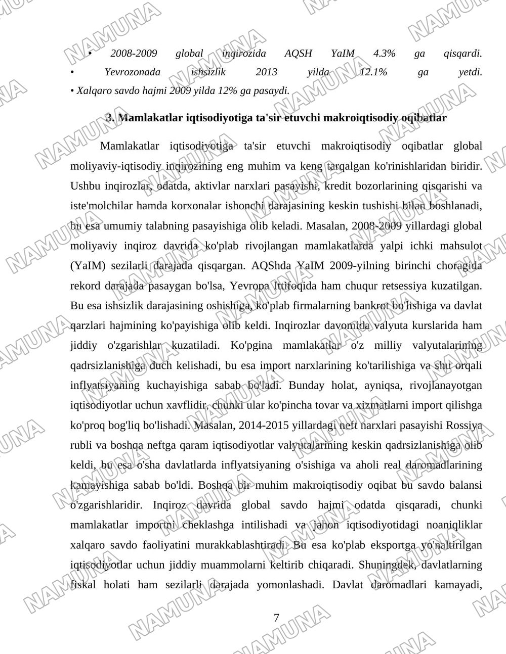 Жаҳон молиявий-иқтисодий инқирози: сабаблари ва оқибатлари. — 7-varaq