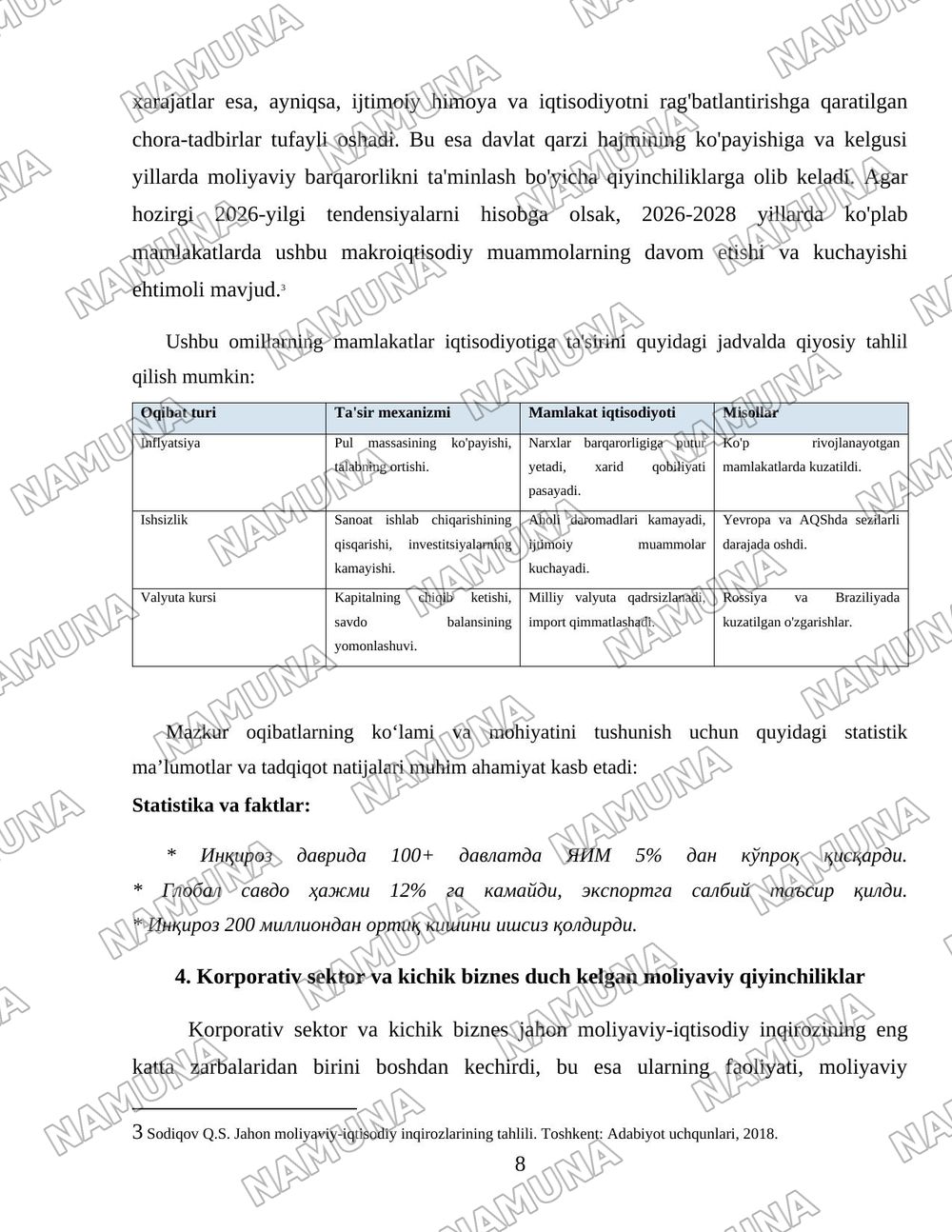 Жаҳон молиявий-иқтисодий инқирози: сабаблари ва оқибатлари. — 8-varaq