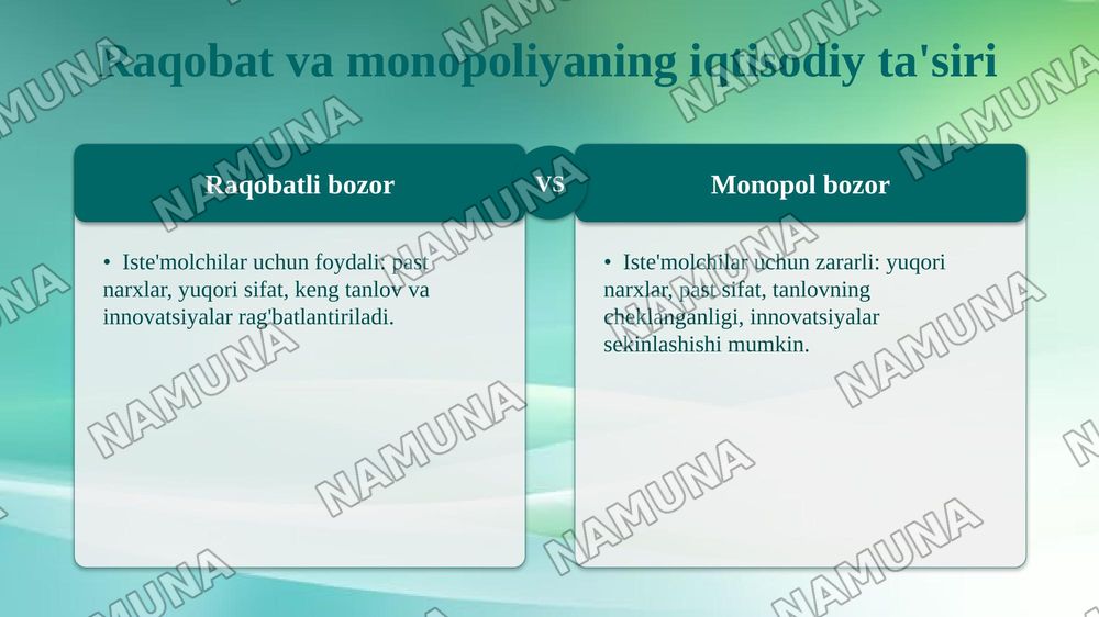 Raqobatdosh va monopolik iqtisodiyot — 8-slayd